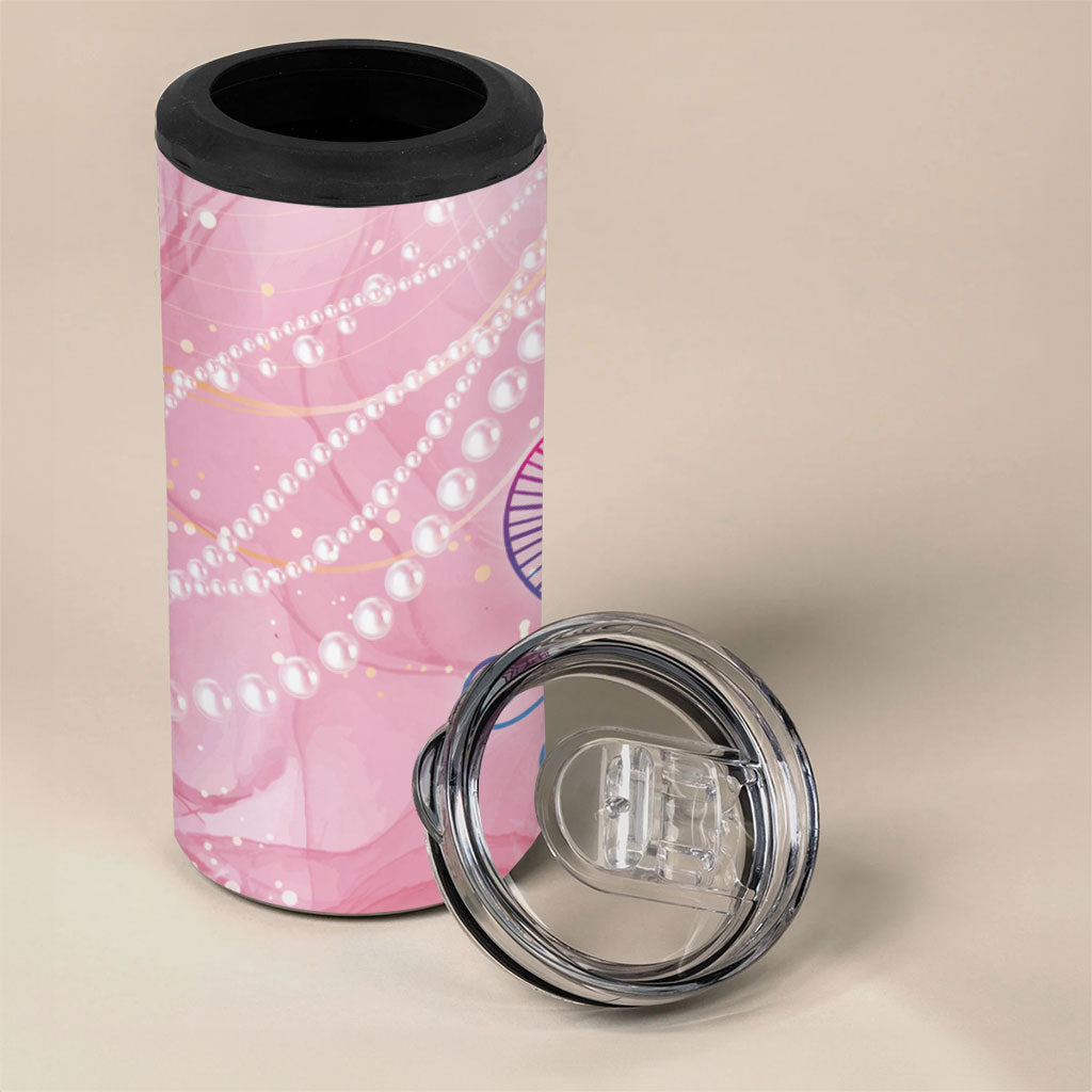 Afro Vodou Erzulie Freda 4 in 1 Can Cooler Tumbler Hibiscus & Pearls