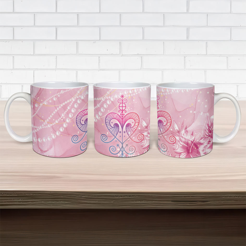 Afro Vodou Erzulie Freda Ceramic Mug Hibiscus & Pearls
