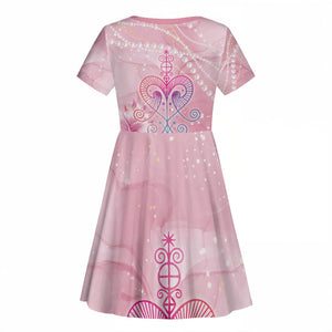 Afro Vodou Erzulie Freda Kid Short Sleeve Dress Hibiscus & Pearls