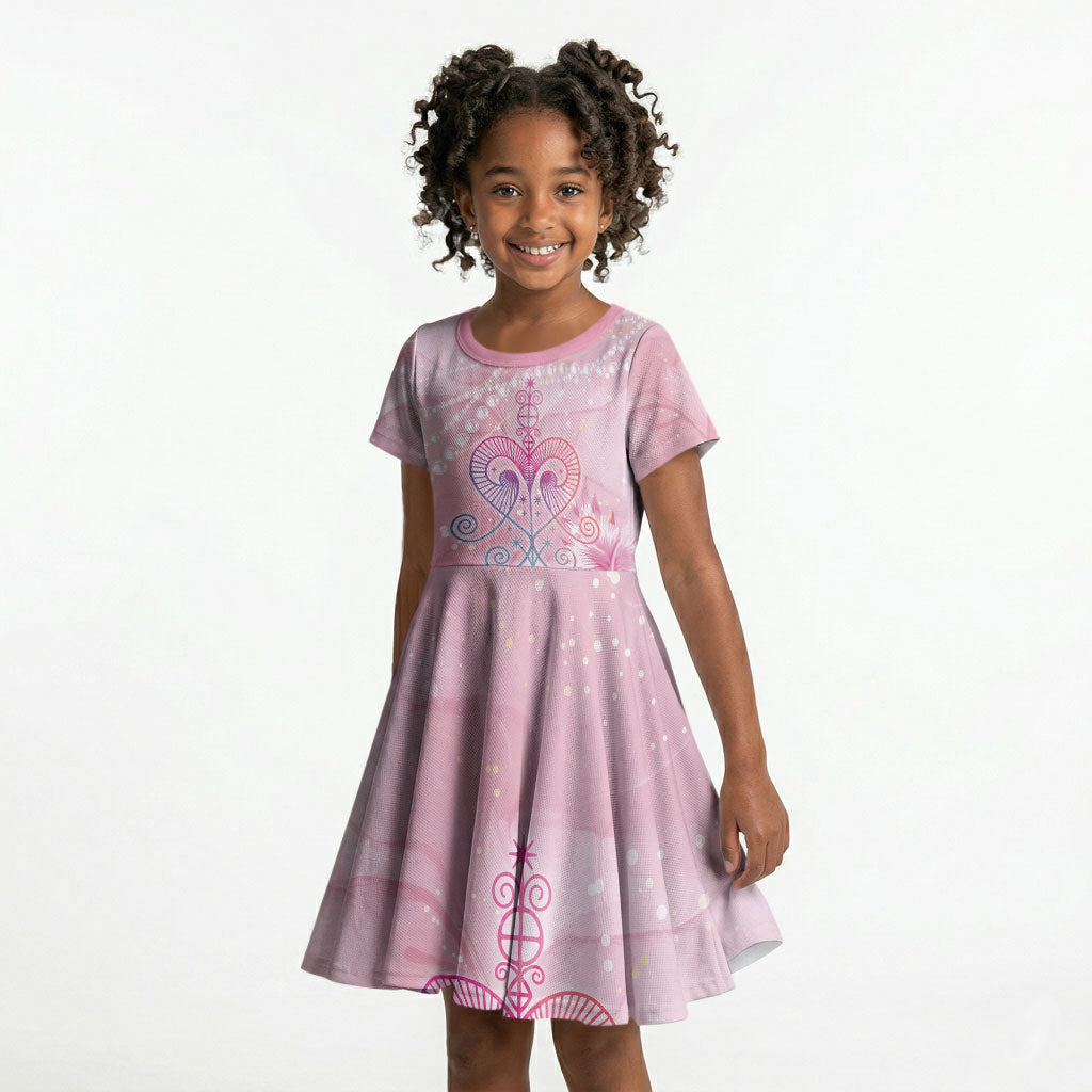 Afro Vodou Erzulie Freda Kid Short Sleeve Dress Hibiscus & Pearls