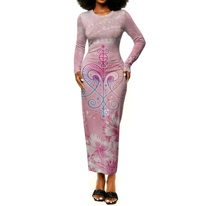 Afro Vodou Erzulie Freda Long Sleeve Bodycon Dress Hibiscus & Pearls