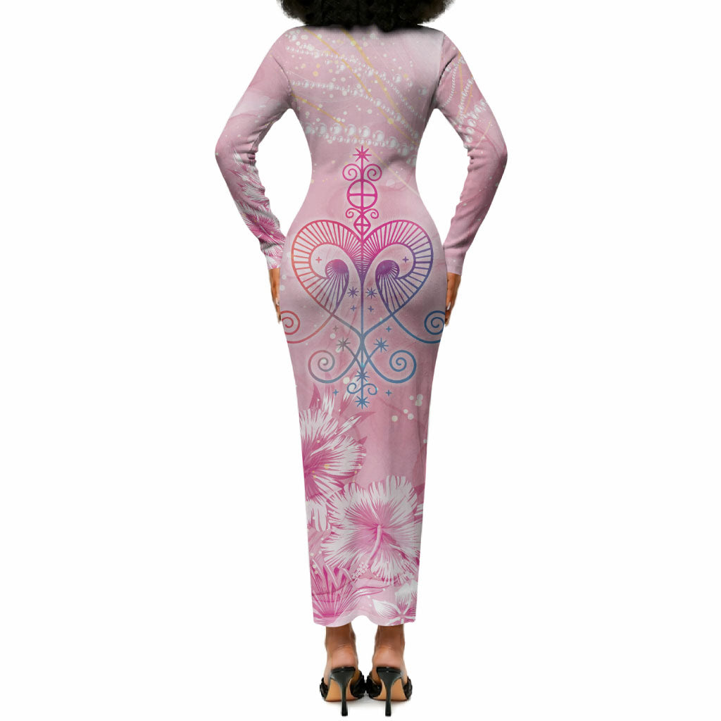 Afro Vodou Erzulie Freda Long Sleeve Bodycon Dress Hibiscus & Pearls