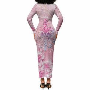 Afro Vodou Erzulie Freda Long Sleeve Bodycon Dress Hibiscus & Pearls