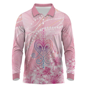 Afro Vodou Erzulie Freda Long Sleeve Polo Shirt Hibiscus & Pearls