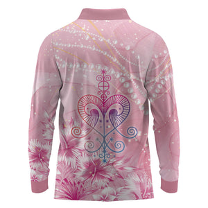 Afro Vodou Erzulie Freda Long Sleeve Polo Shirt Hibiscus & Pearls