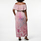 Afro Vodou Erzulie Freda Off Shoulder Maxi Dress Hibiscus & Pearls