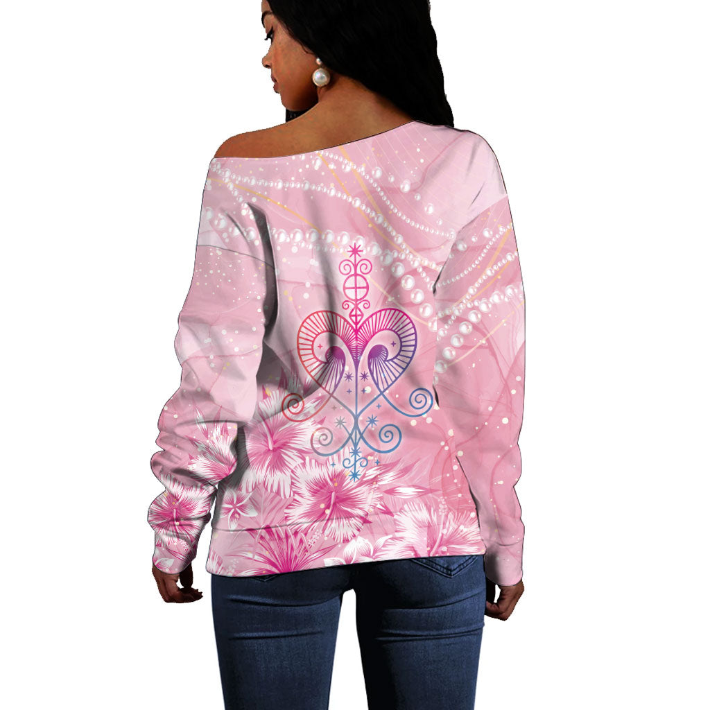Afro Vodou Erzulie Freda Off Shoulder Sweater Hibiscus & Pearls