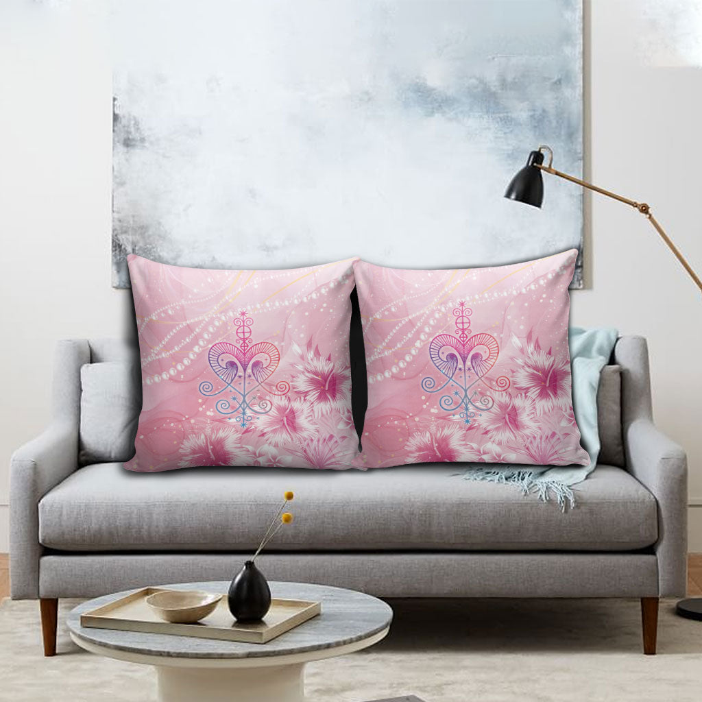 Afro Vodou Erzulie Freda Pillow Cover Hibiscus & Pearls
