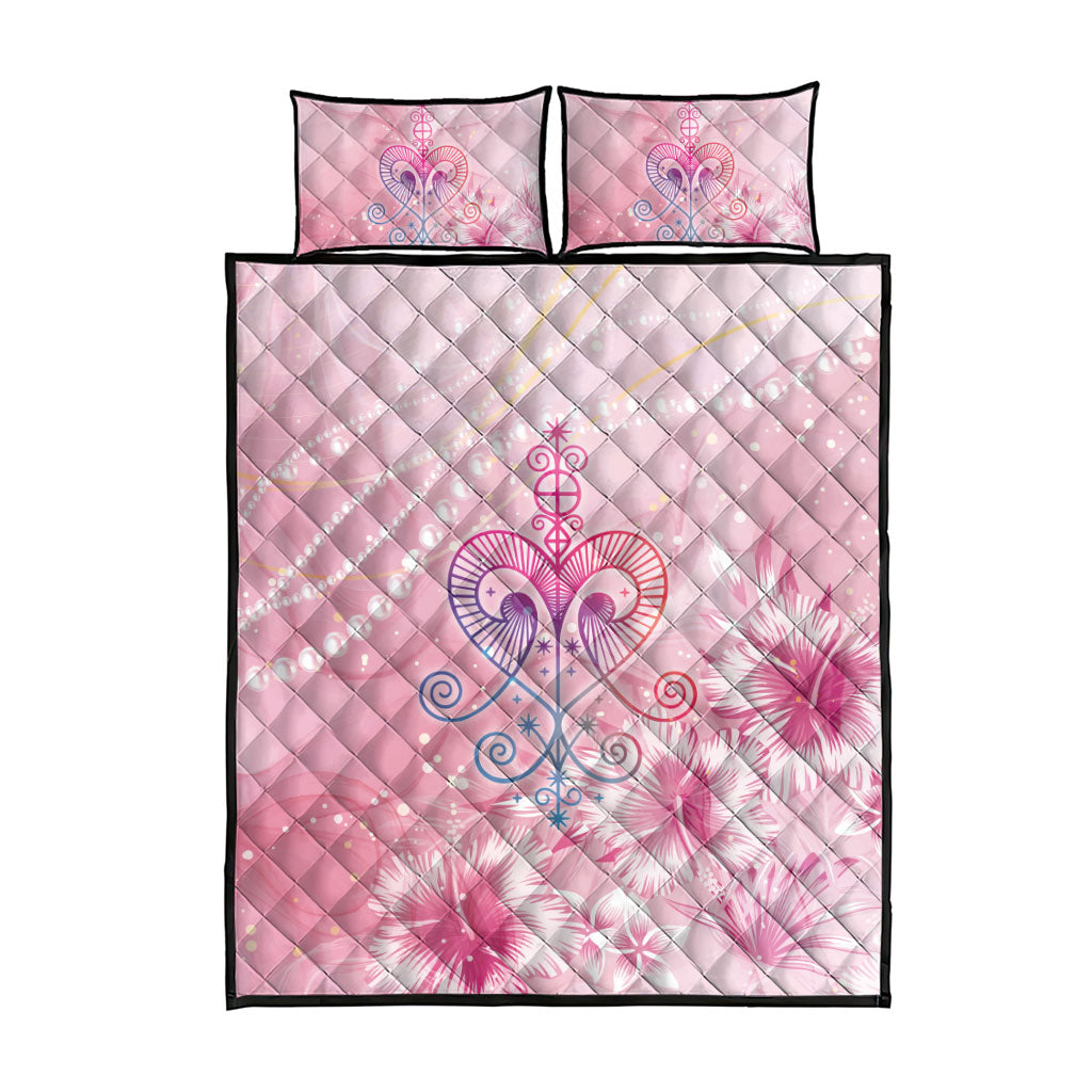 Afro Vodou Erzulie Freda Quilt Bed Set Hibiscus & Pearls