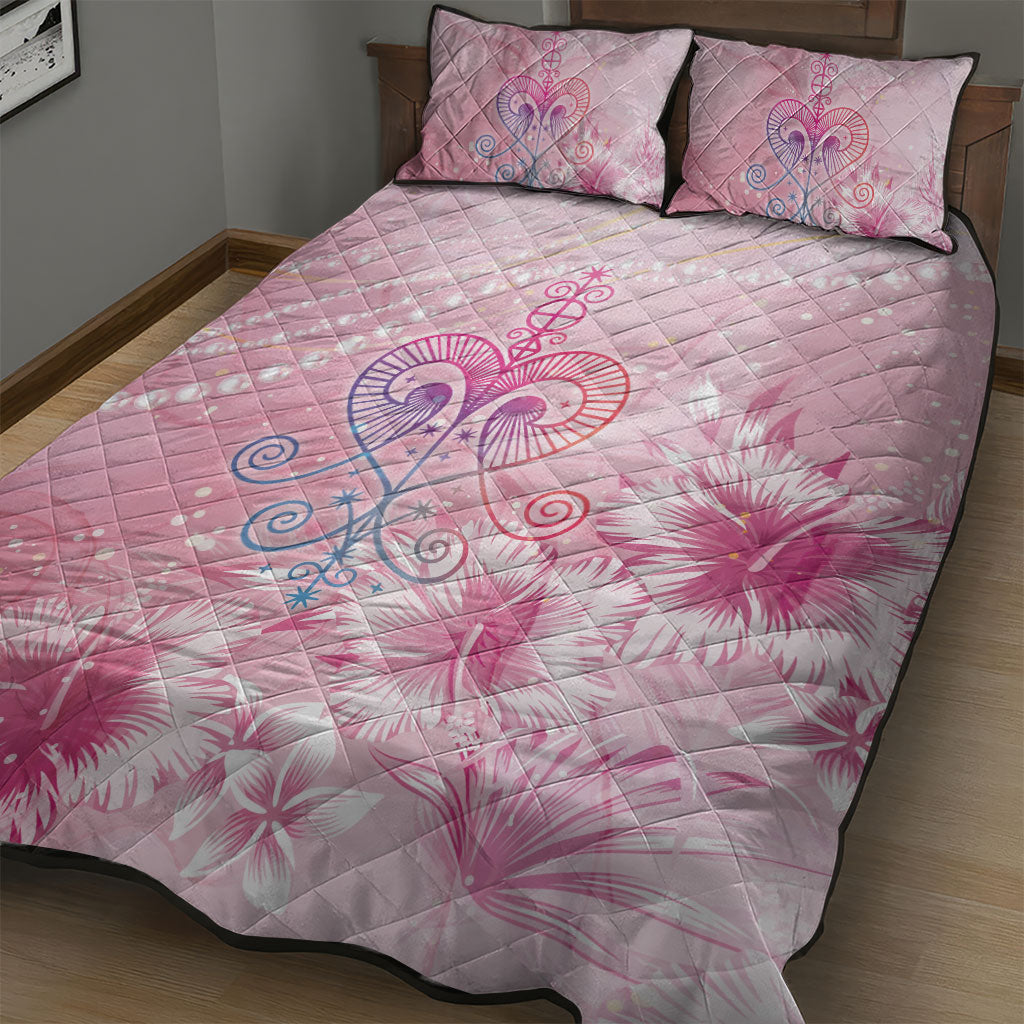 Afro Vodou Erzulie Freda Quilt Bed Set Hibiscus & Pearls