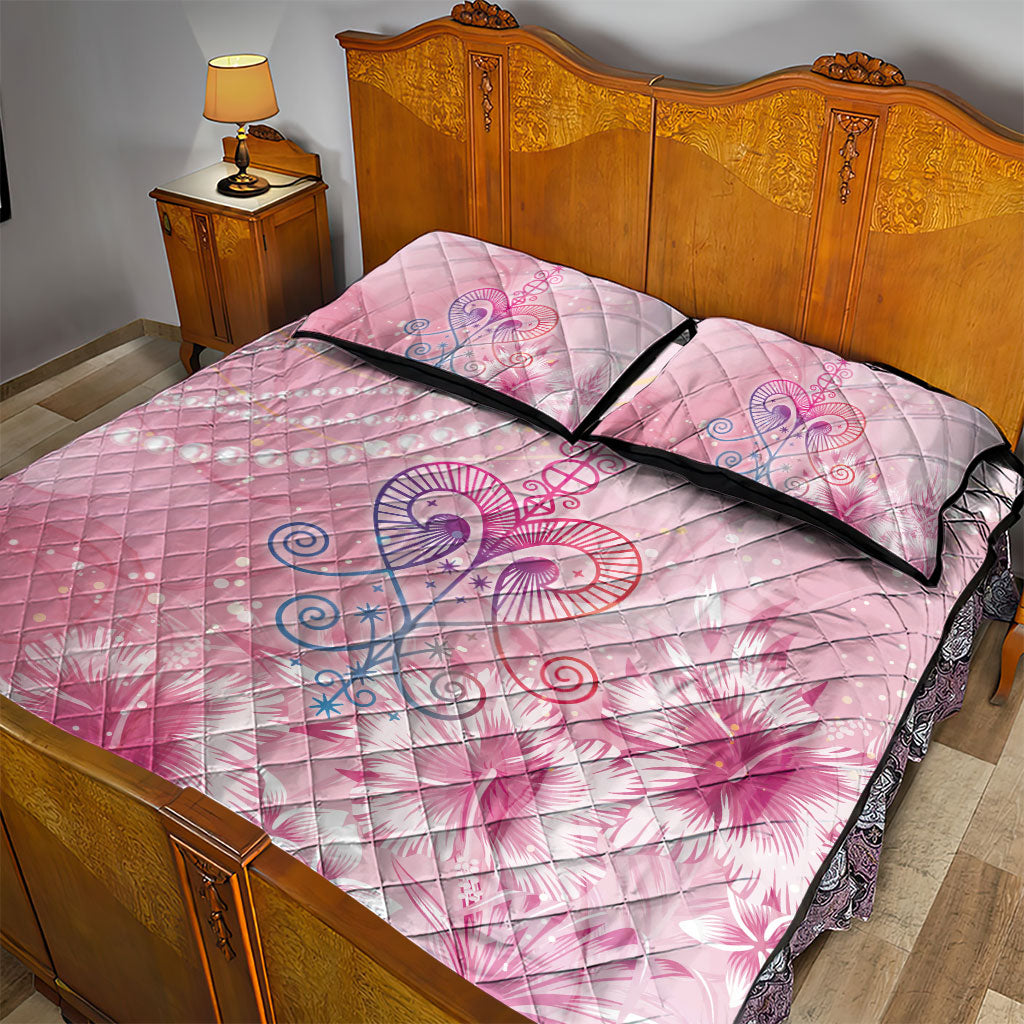 Afro Vodou Erzulie Freda Quilt Bed Set Hibiscus & Pearls