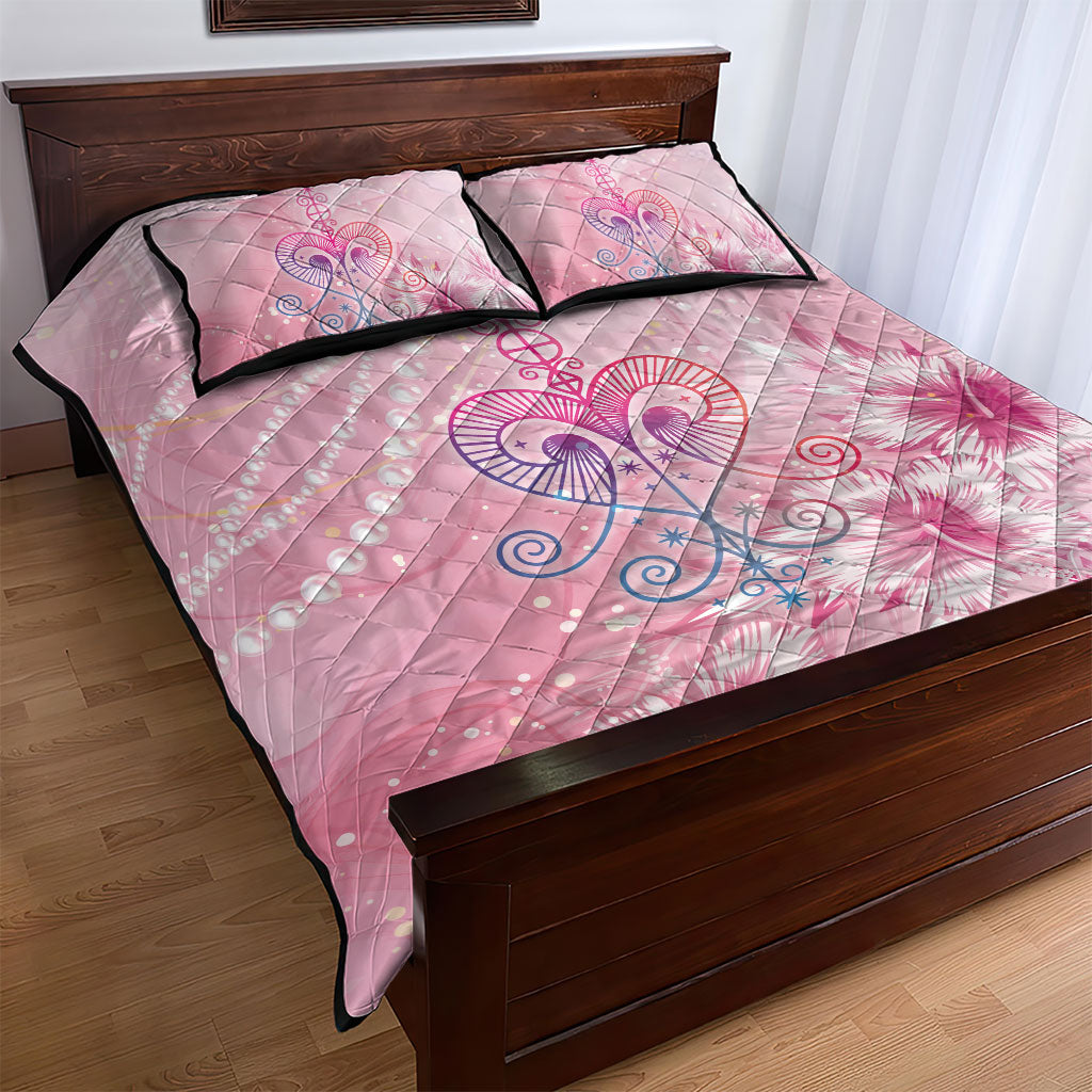 Afro Vodou Erzulie Freda Quilt Bed Set Hibiscus & Pearls