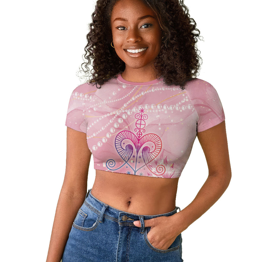 Afro Vodou Erzulie Freda Raglan Cropped T shirt Hibiscus & Pearls