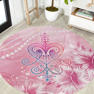 Afro Vodou Erzulie Freda Round Carpet Hibiscus & Pearls