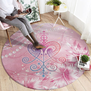 Afro Vodou Erzulie Freda Round Carpet Hibiscus & Pearls