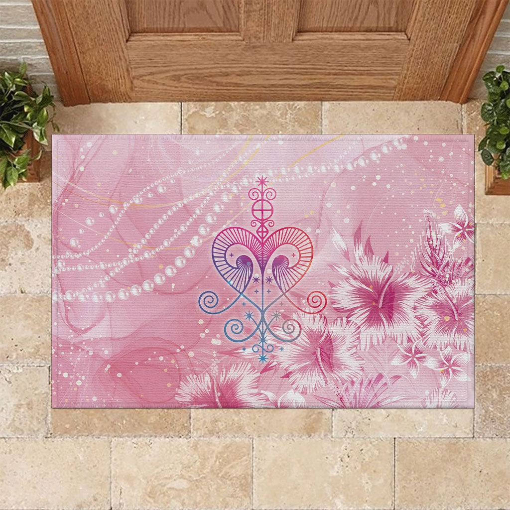 Afro Vodou Erzulie Freda Rubber Doormat Hibiscus & Pearls
