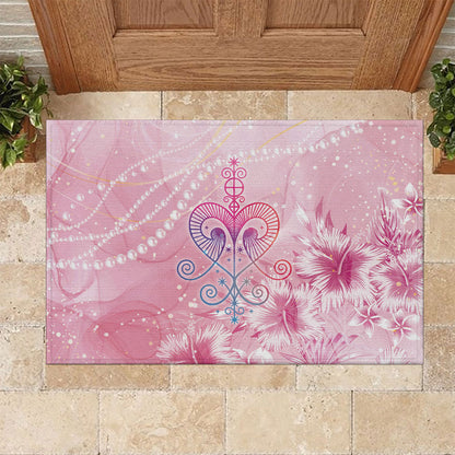 Afro Vodou Erzulie Freda Rubber Doormat Hibiscus & Pearls