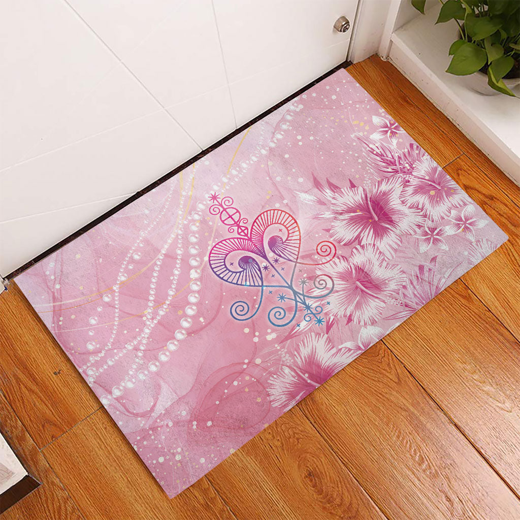 Afro Vodou Erzulie Freda Rubber Doormat Hibiscus & Pearls