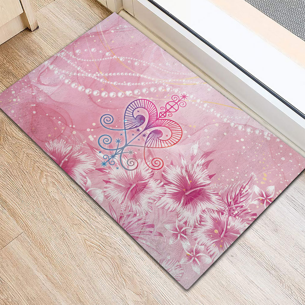 Afro Vodou Erzulie Freda Rubber Doormat Hibiscus & Pearls