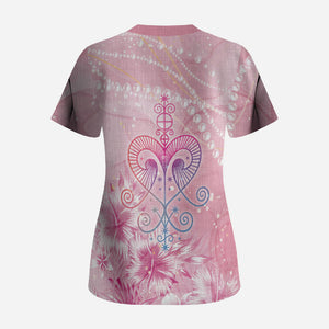 Afro Vodou Erzulie Freda Scrub Top Hibiscus & Pearls