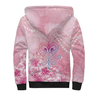Afro Vodou Erzulie Freda Sherpa Hoodie Hibiscus & Pearls