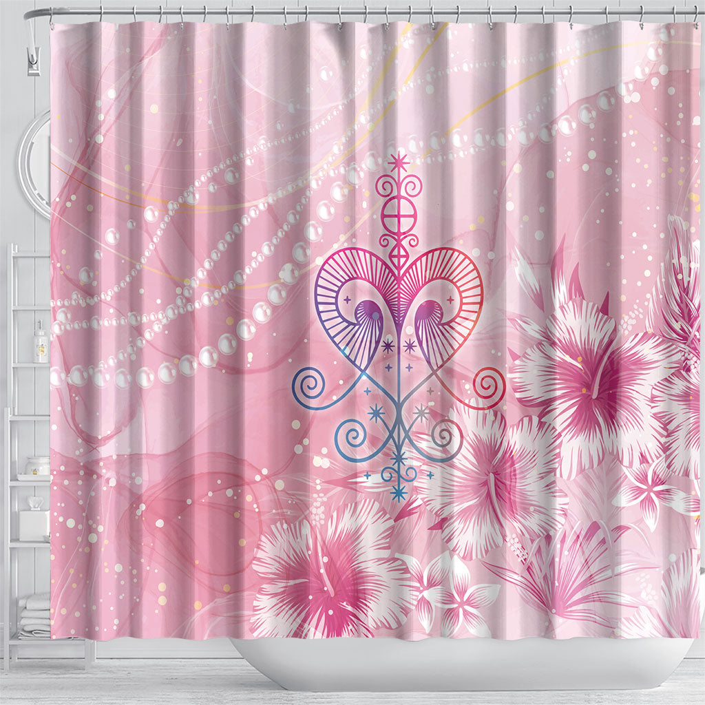Afro Vodou Erzulie Freda Shower Curtain Hibiscus & Pearls