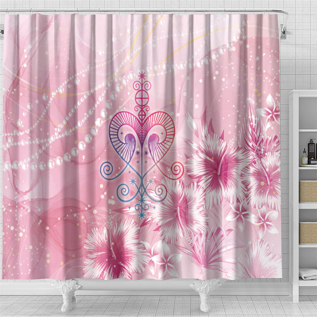 Afro Vodou Erzulie Freda Shower Curtain Hibiscus & Pearls