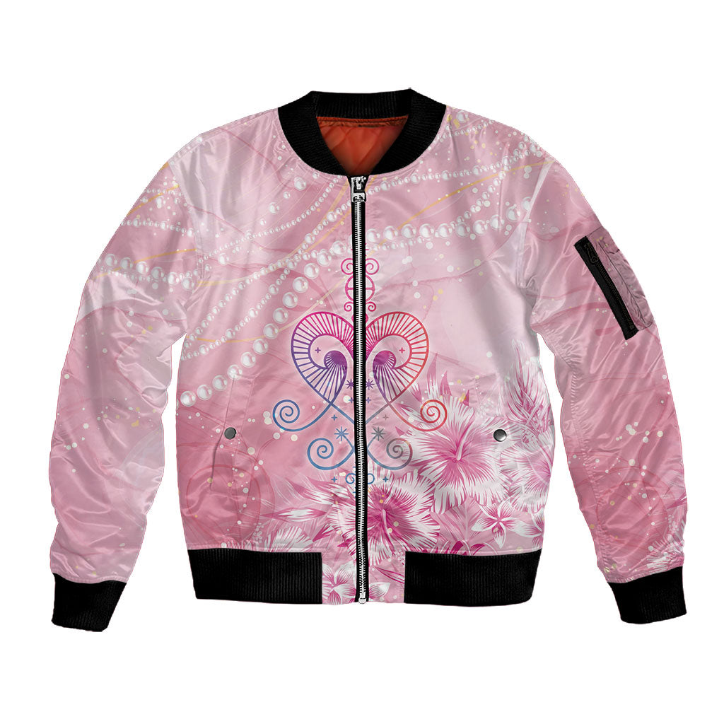 Afro Vodou Erzulie Freda Sleeve Zip Bomber Jacket Hibiscus & Pearls