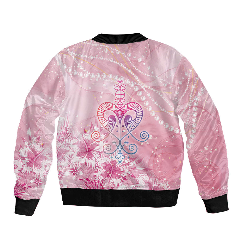 Afro Vodou Erzulie Freda Sleeve Zip Bomber Jacket Hibiscus & Pearls