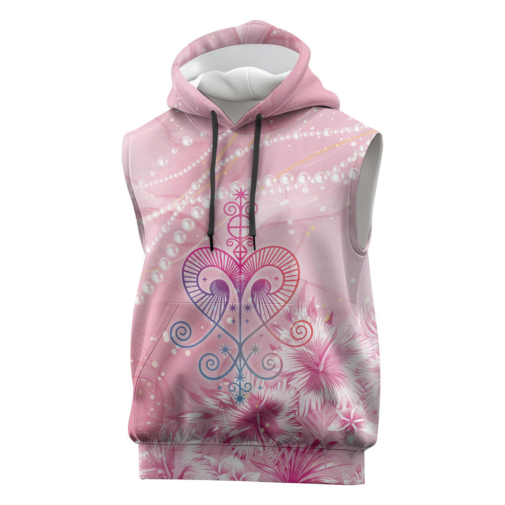 Afro Vodou Erzulie Freda Sleeveless Hoodie Hibiscus & Pearls