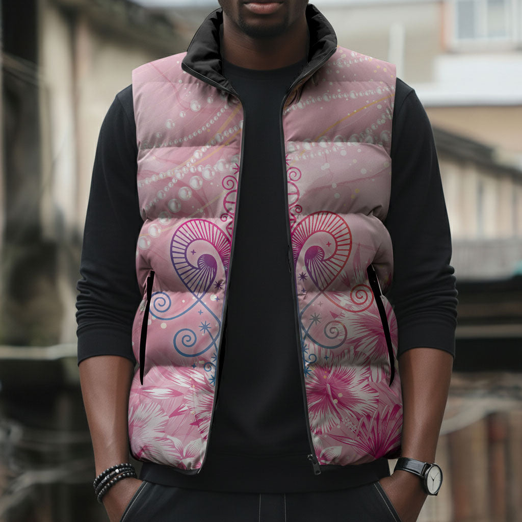 Afro Vodou Erzulie Freda Sleeveless Puffer Jacket Hibiscus & Pearls