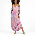 Afro Vodou Erzulie Freda Summer Maxi Dress Hibiscus & Pearls
