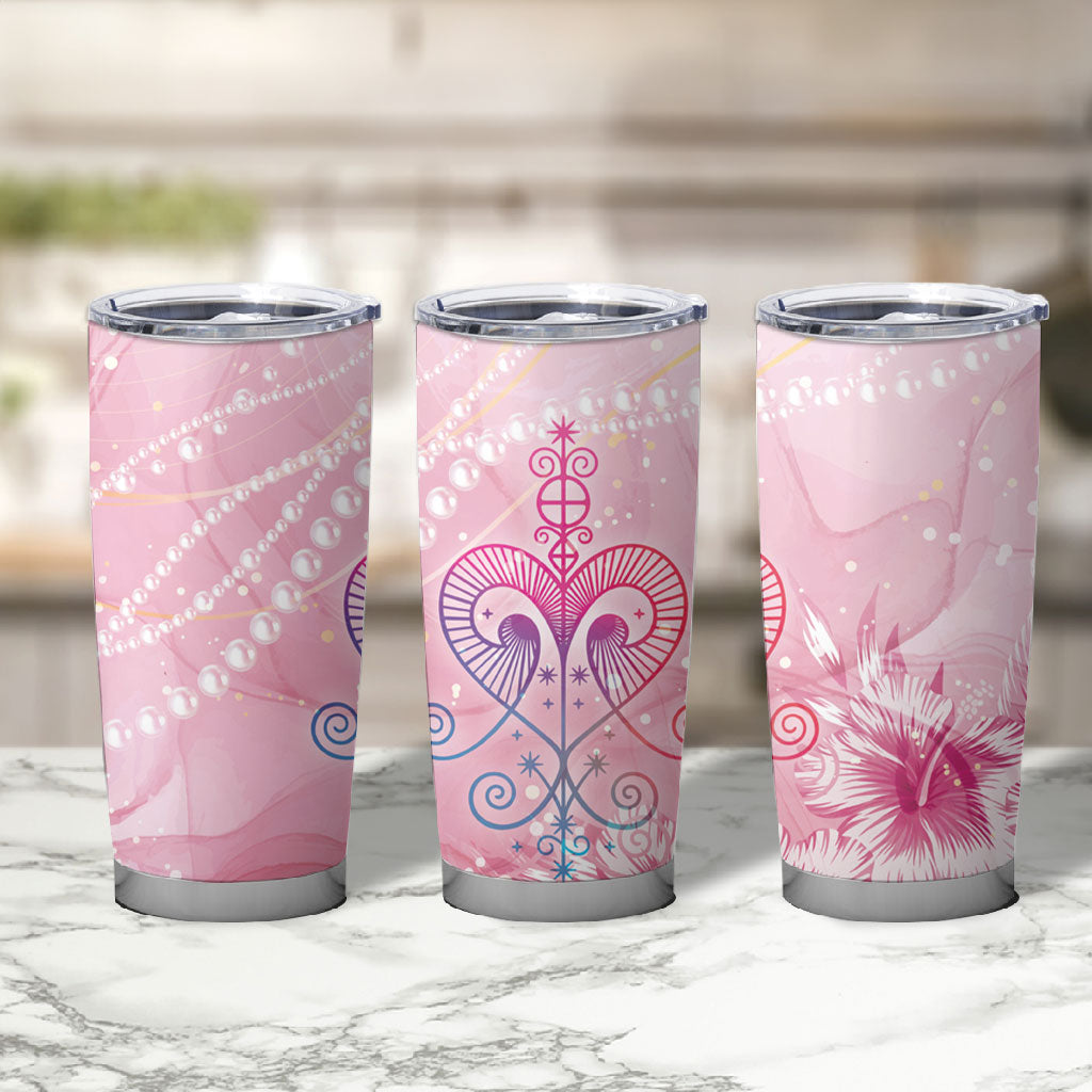 Afro Vodou Erzulie Freda Tumbler Cup Hibiscus & Pearls