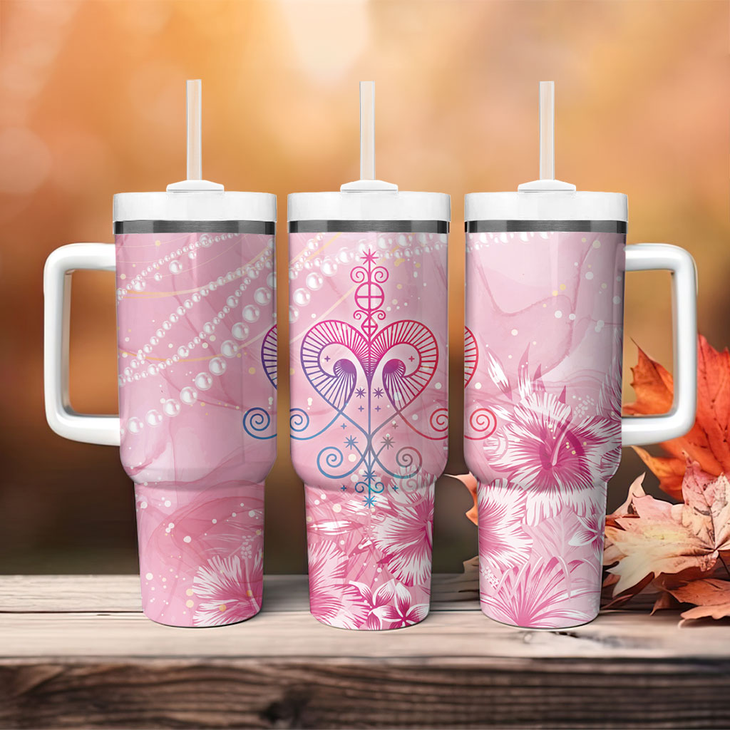 Afro Vodou Erzulie Freda Tumbler With Handle Hibiscus & Pearls
