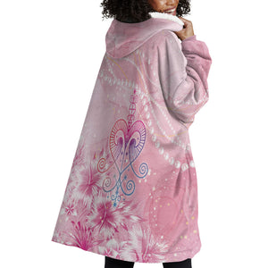 Afro Vodou Erzulie Freda Wearable Blanket Hoodie Hibiscus & Pearls