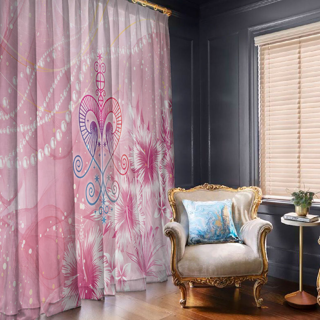 Afro Vodou Erzulie Freda Window Curtain Hibiscus & Pearls