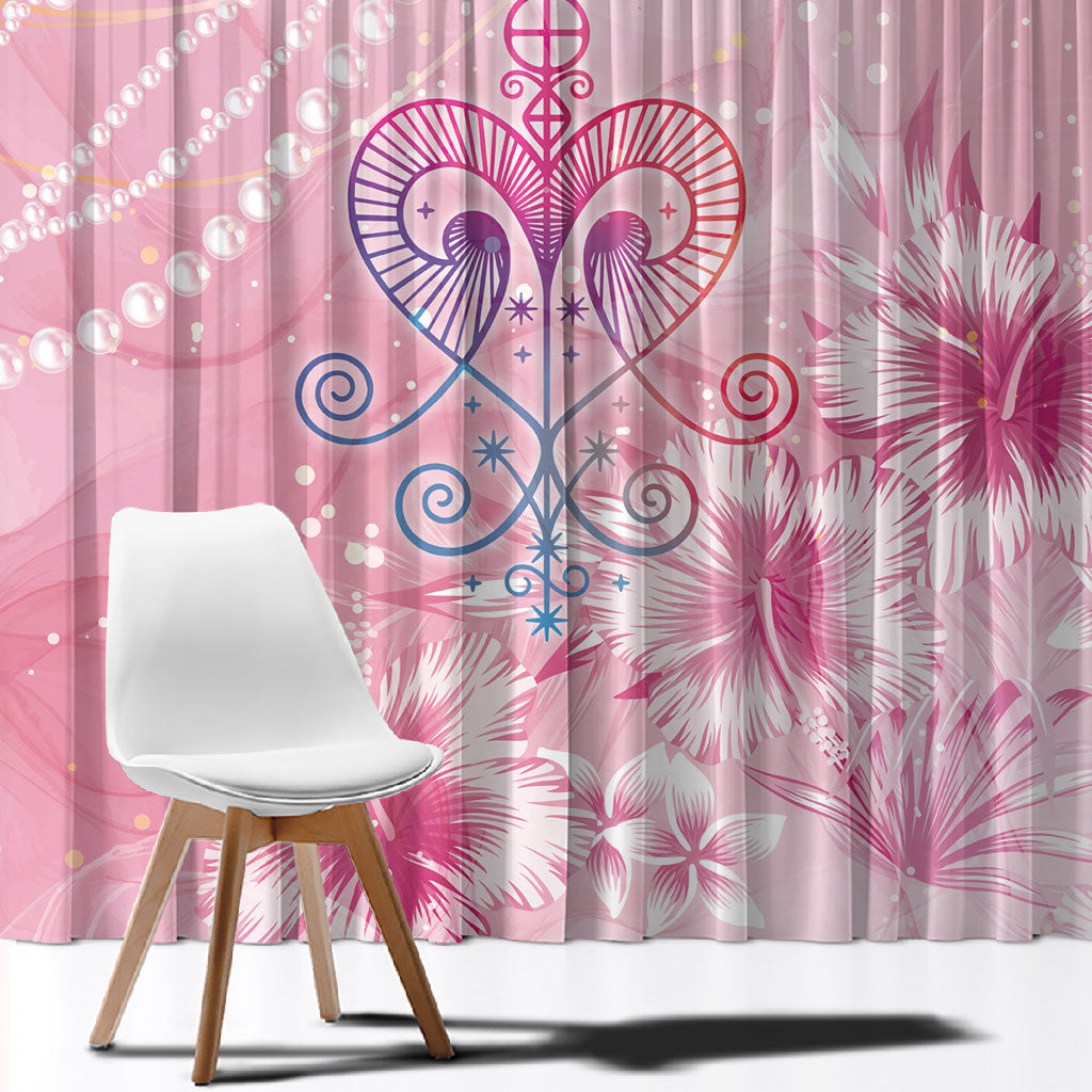 Afro Vodou Erzulie Freda Window Curtain Hibiscus & Pearls