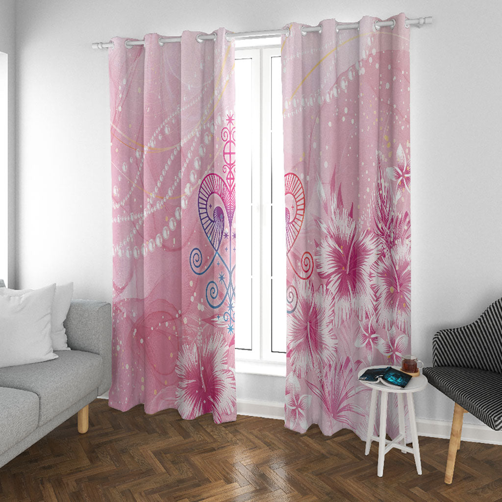 Afro Vodou Erzulie Freda Window Curtain Hibiscus & Pearls