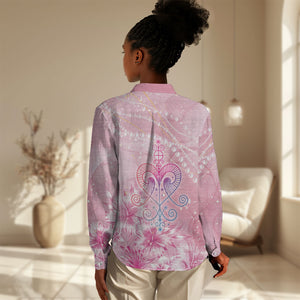 Afro Vodou Erzulie Freda Women Casual Shirt Hibiscus & Pearls