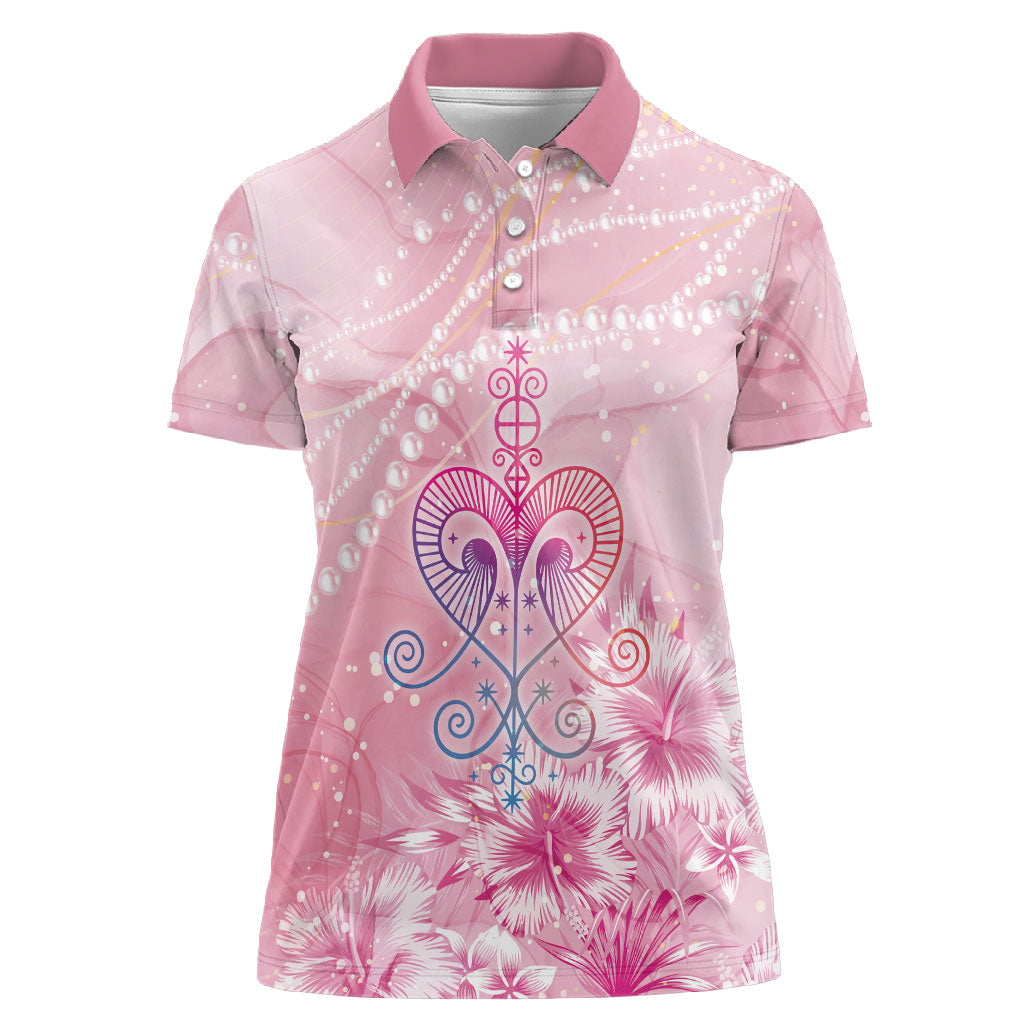 Afro Vodou Erzulie Freda Women Polo Shirt Hibiscus & Pearls