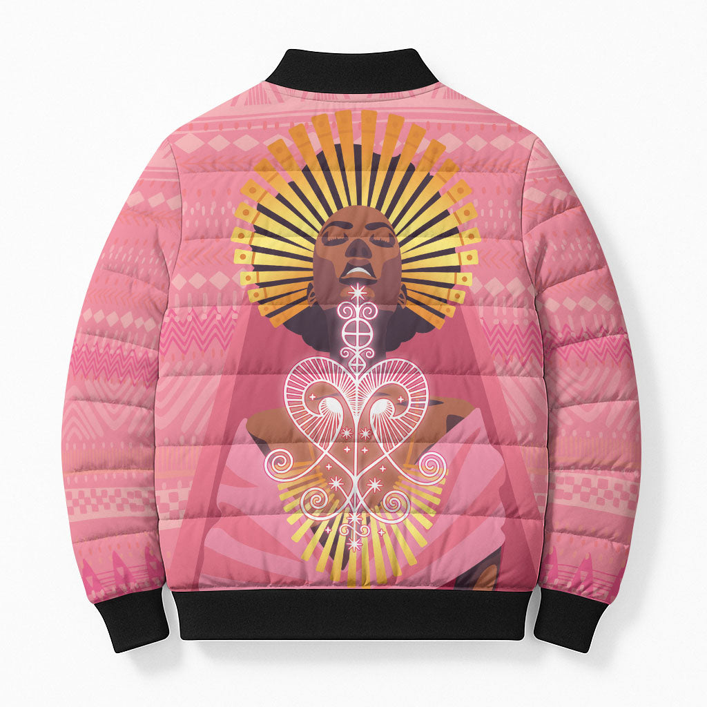 Afro Vodou Erzulie Freda Goddess Bomber Puffer Jacket