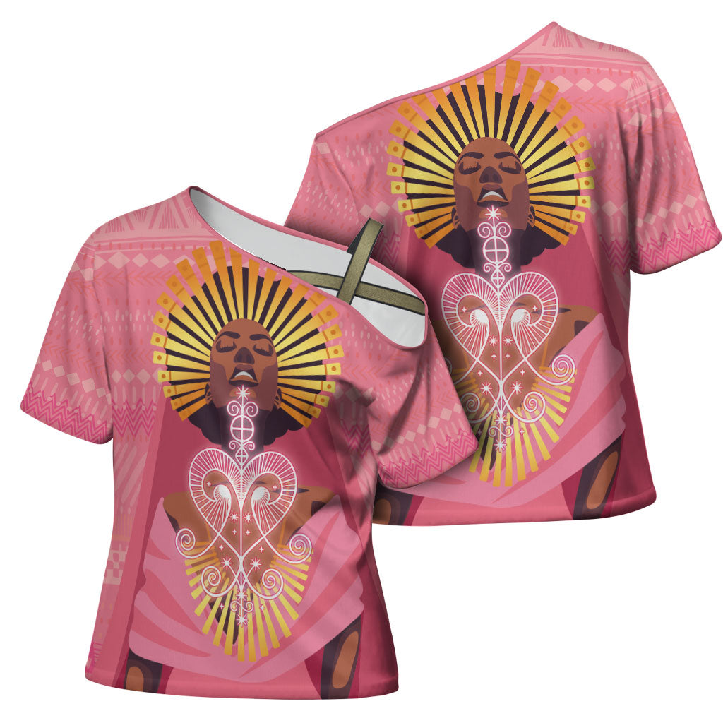 Afro Vodou Erzulie Freda Goddess Cross Shoulder Shirt