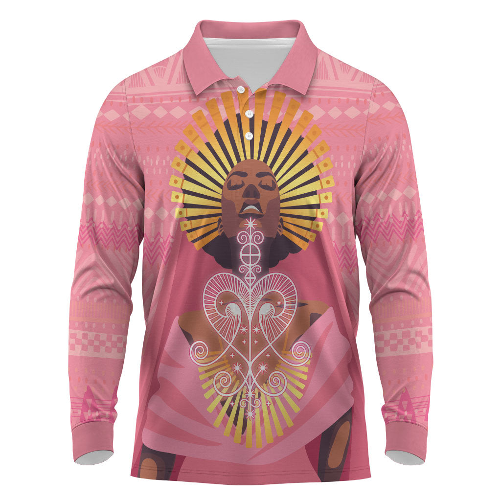 Afro Vodou Erzulie Freda Goddess Long Sleeve Polo Shirt