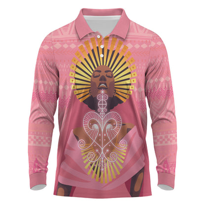 Afro Vodou Erzulie Freda Goddess Long Sleeve Polo Shirt