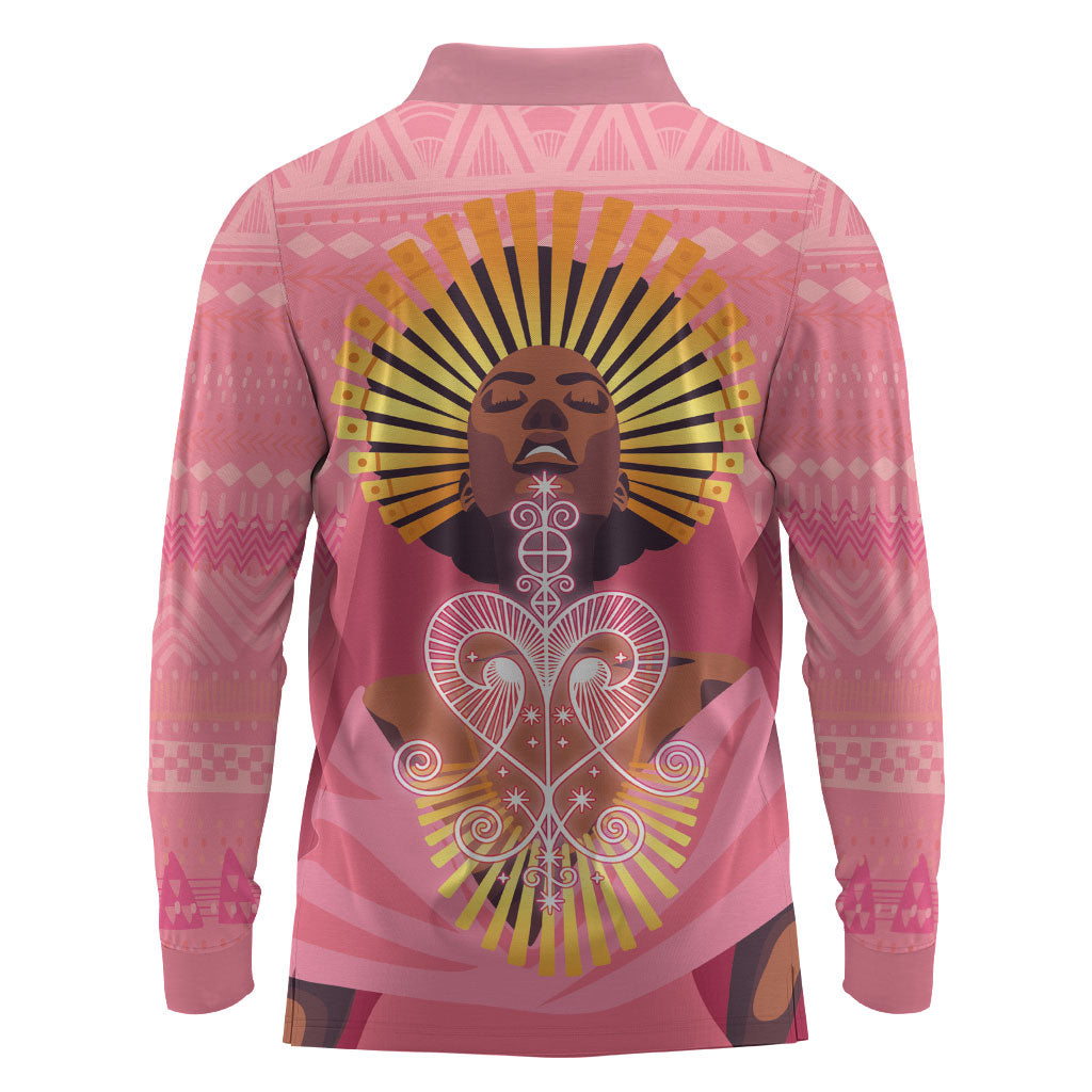 Afro Vodou Erzulie Freda Goddess Long Sleeve Polo Shirt