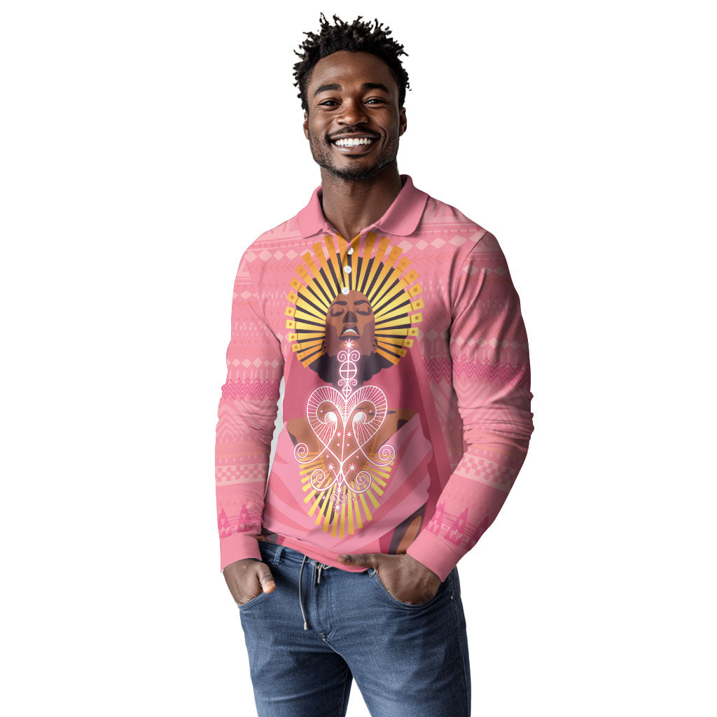 Afro Vodou Erzulie Freda Goddess Long Sleeve Polo Shirt