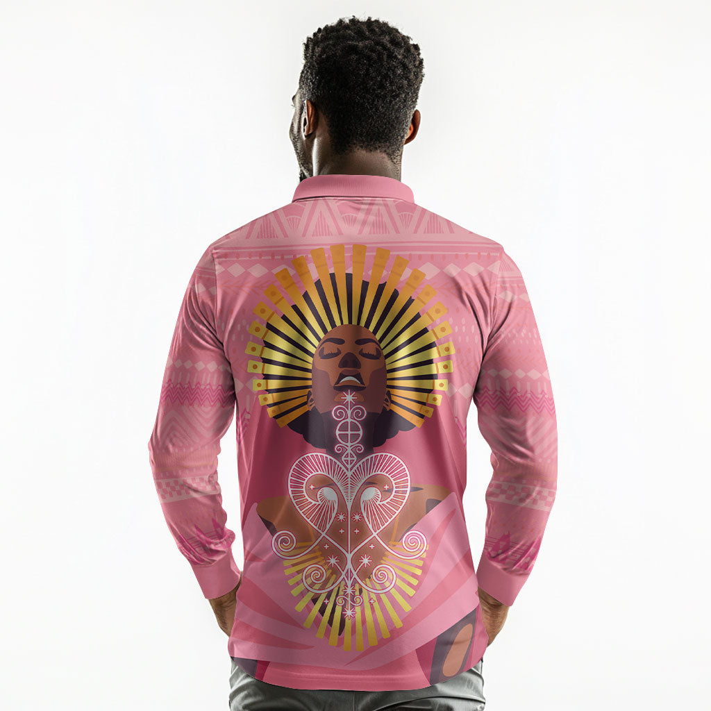 Afro Vodou Erzulie Freda Goddess Long Sleeve Polo Shirt