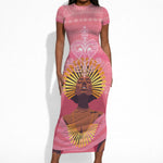 Afro Vodou Erzulie Freda Goddess Short Sleeve Bodycon Dress