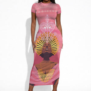 Afro Vodou Erzulie Freda Goddess Short Sleeve Bodycon Dress