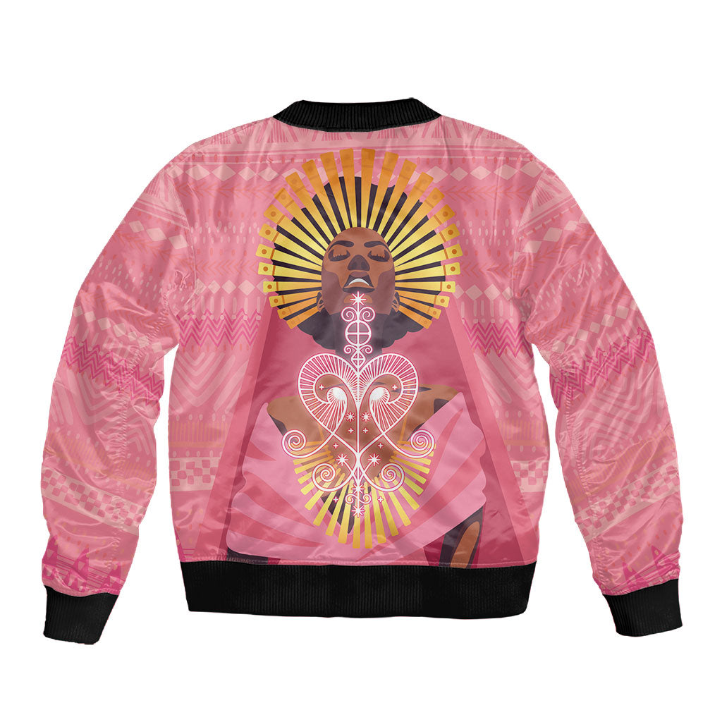 Afro Vodou Erzulie Freda Goddess Sleeve Zip Bomber Jacket